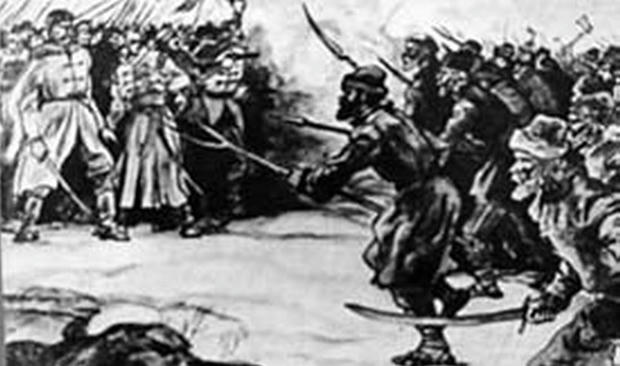 Кричевское восстание. Иллюстрация из советского школьного учебника «Гiсторыя БССР»
